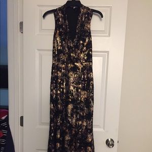 Metallic Gold, Brown, and Black Lace Mermaid Gown
